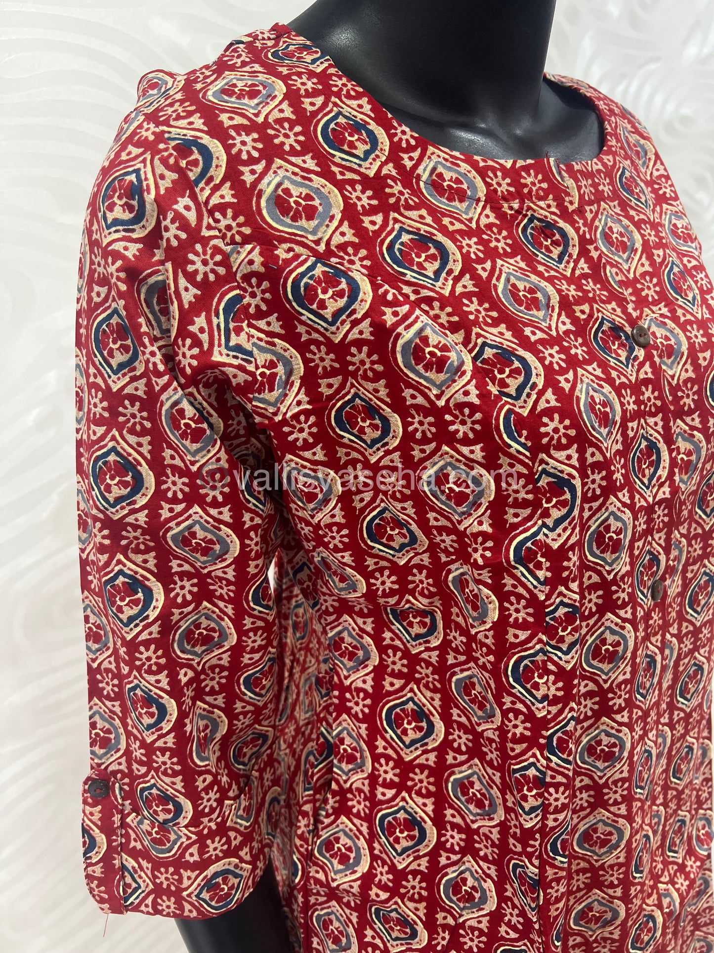 Slub Cotton - Printed Kurti - A - Line Cut - VVALK001