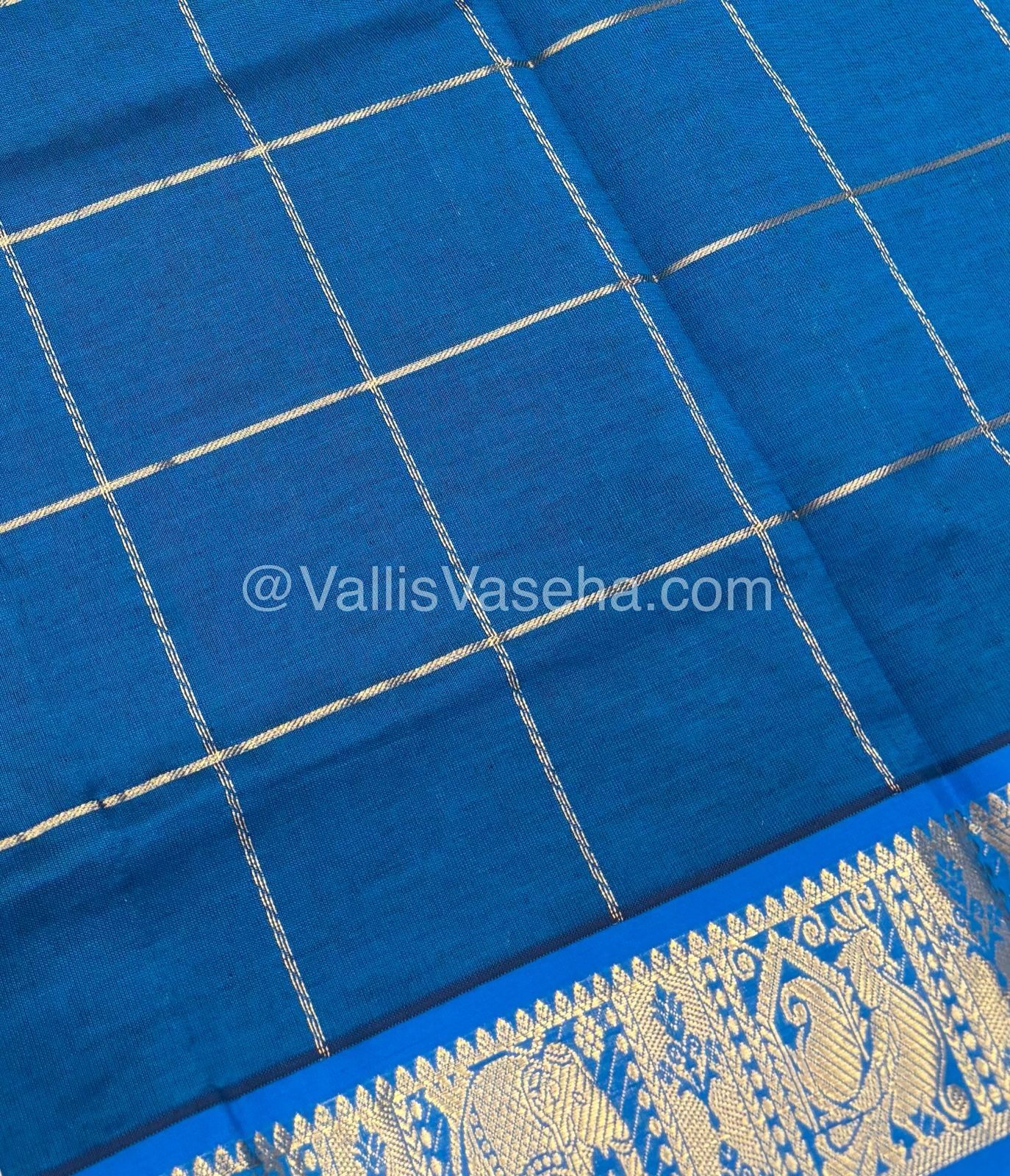 Semi Silk Cotton Saree - Green with Blue shade - VVSSC002