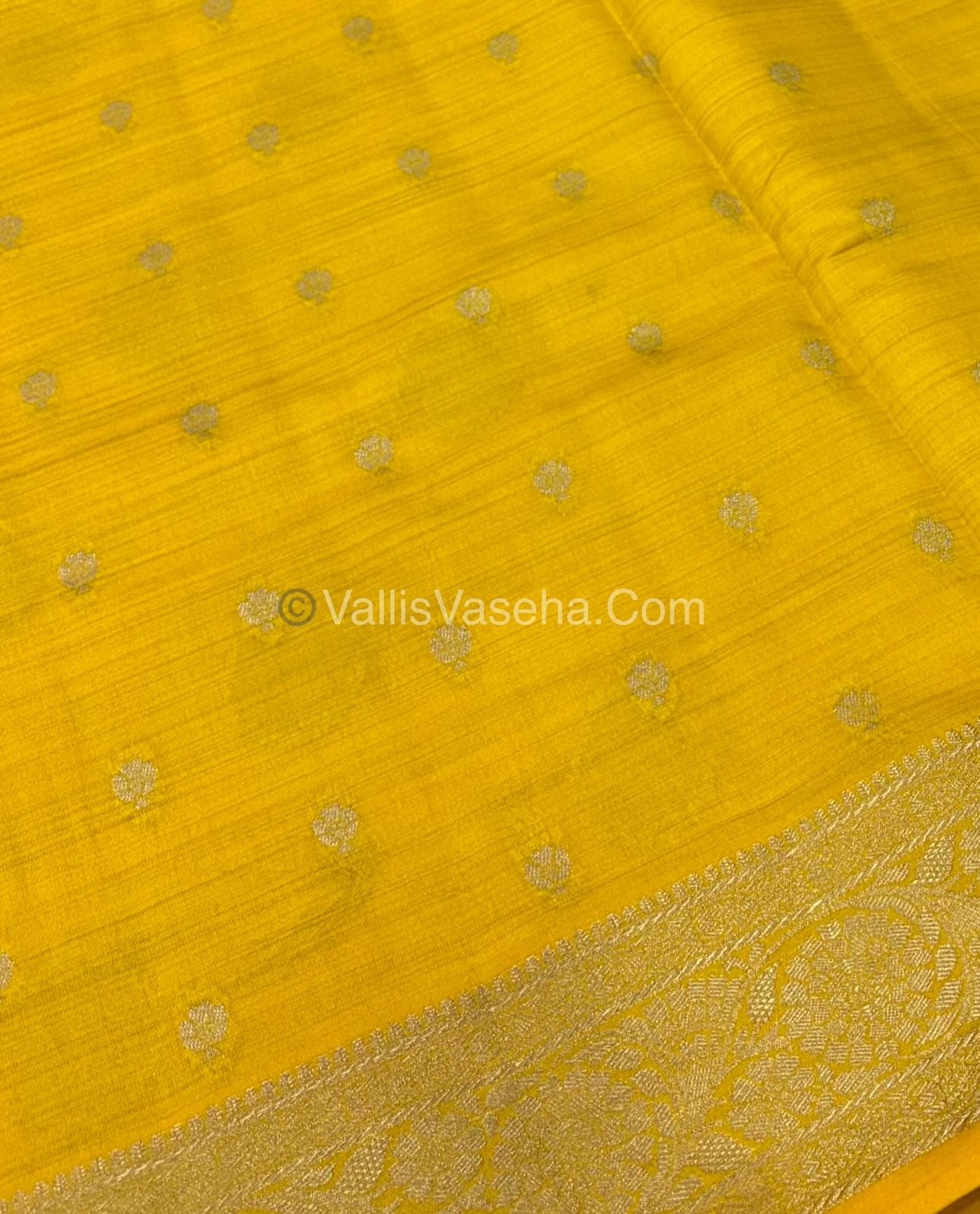 Semi Tussar Silk - Grand Pallu - Yellow Shade - VVSTS029