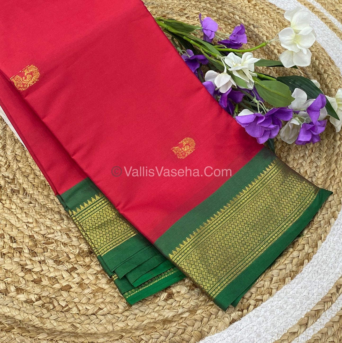 Semi Silk -  Red with Green  Combo VVSS001