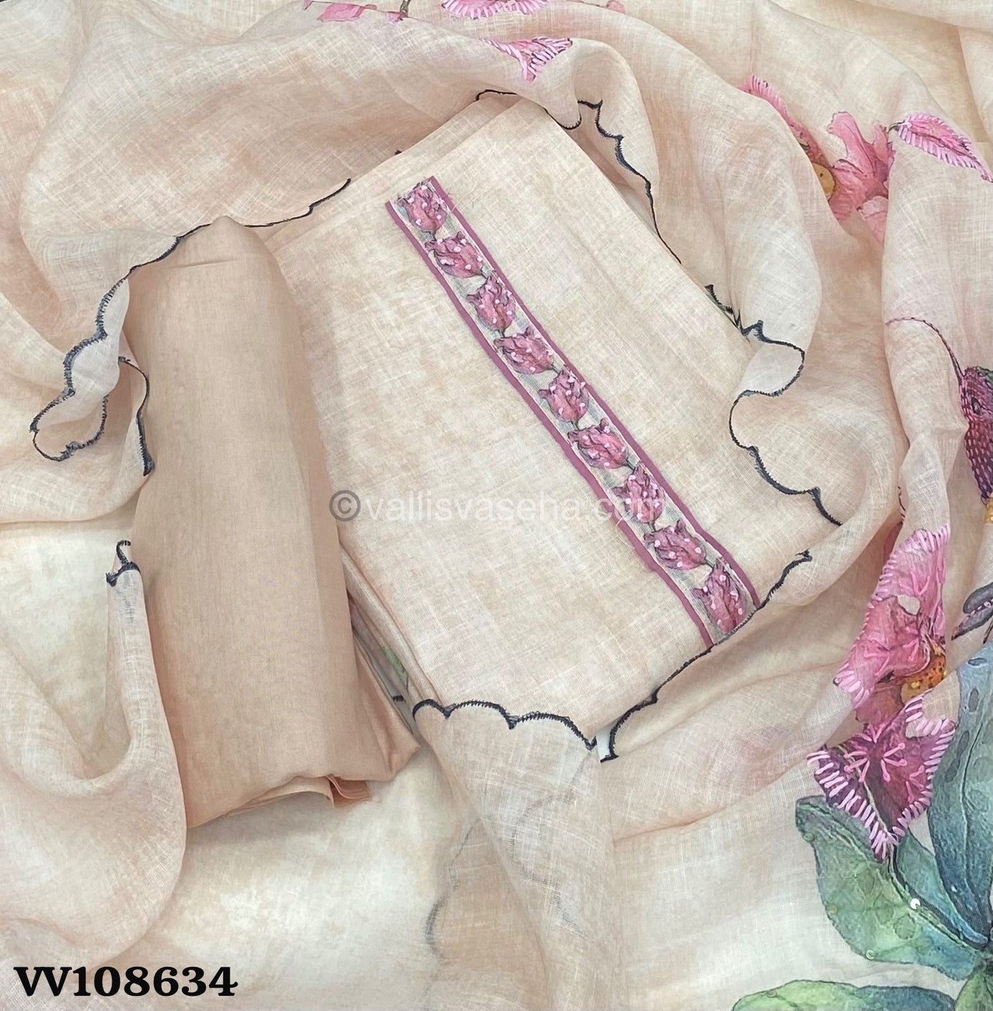 Salwar Material - Embroidered - Kota Linen Mixed Material - VVUSM001