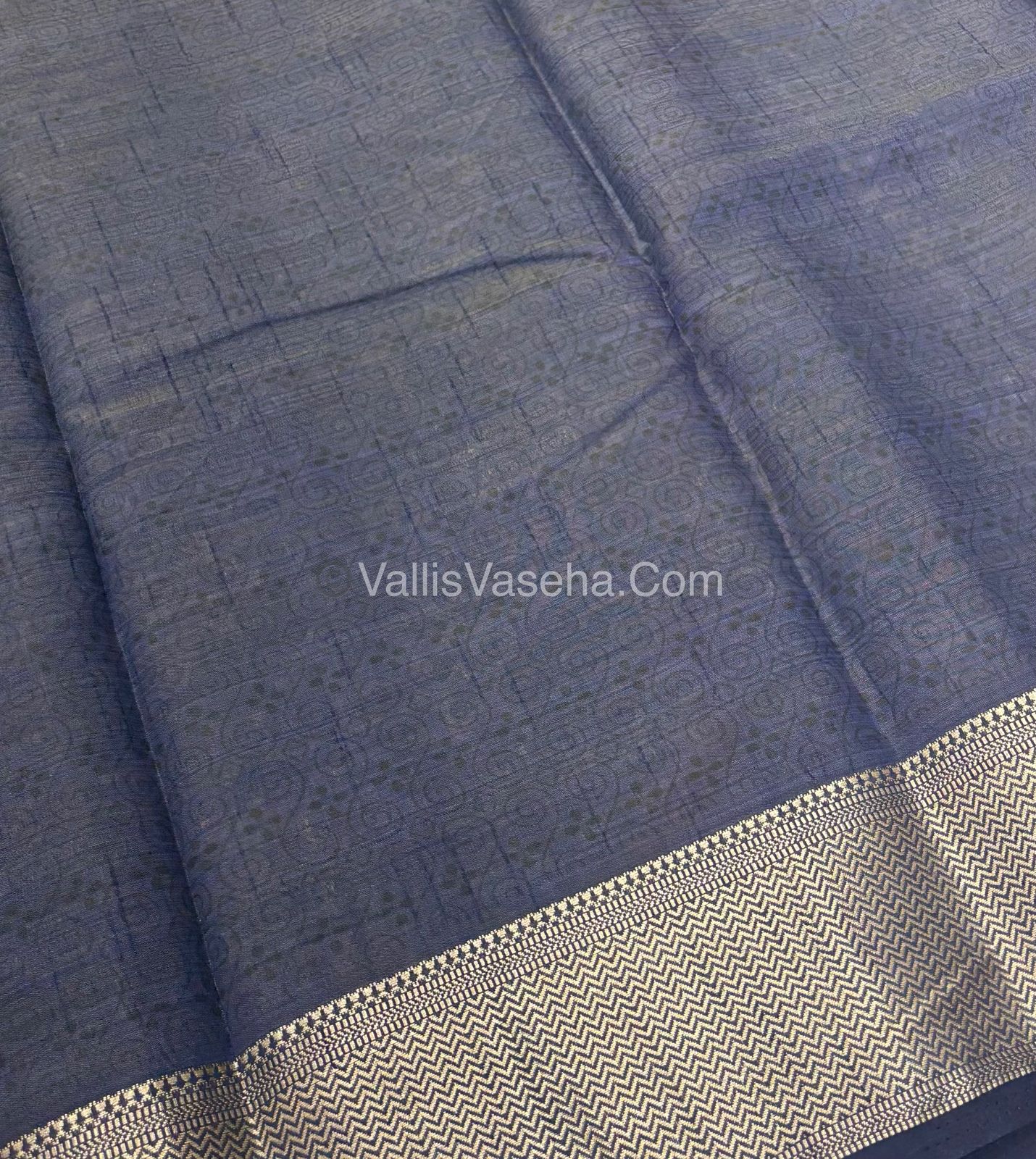 Semi Tussar Silk Saree - Ikkat / Pochampally Design - Navy Blue Shade - VVSTS034
