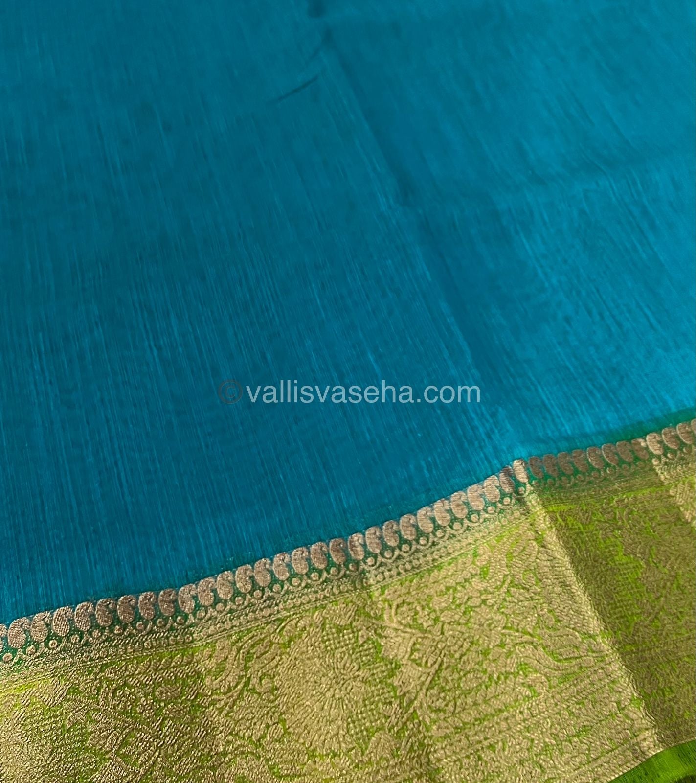 Bamboo Silk Saree - Blue with Green Shade - VVBSS001