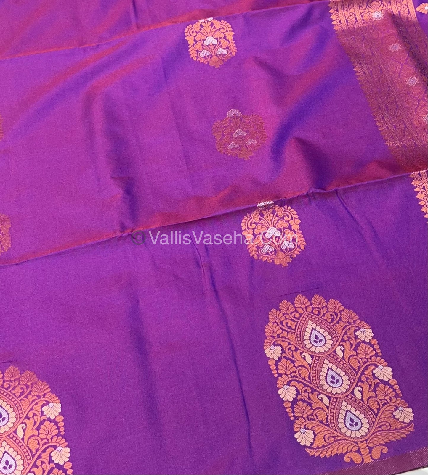 Semi Soft Silk - Border Butta - Purple Shade -VVSSS010