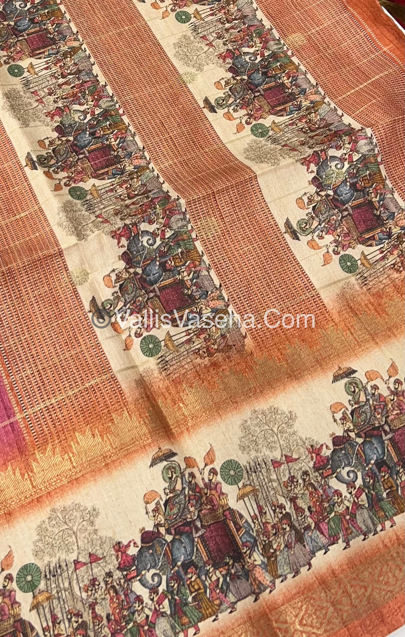 Semi Chanderi Saree - checks pattern - VVSCS004