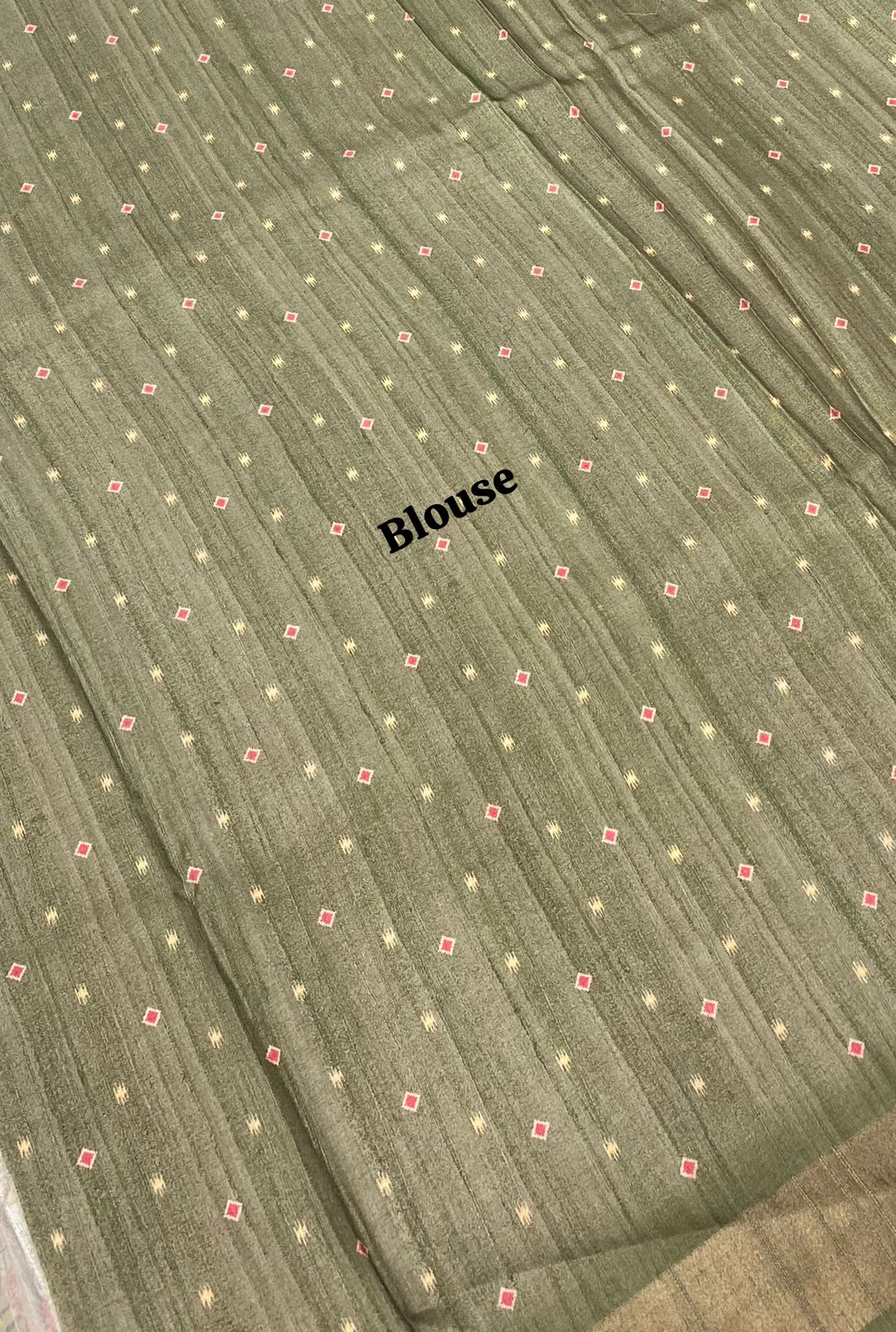 Semi Tussar with beautiful Prints - Light Olive Green Shade - VVST001