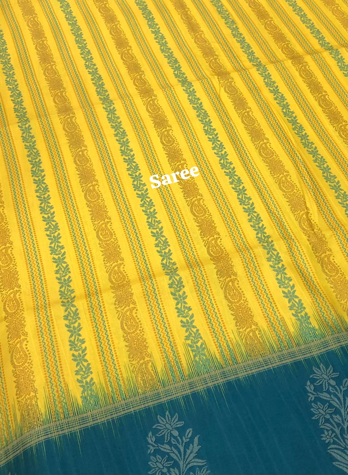 Semi Chappa Silk - Yellow & Blue - VVSC002