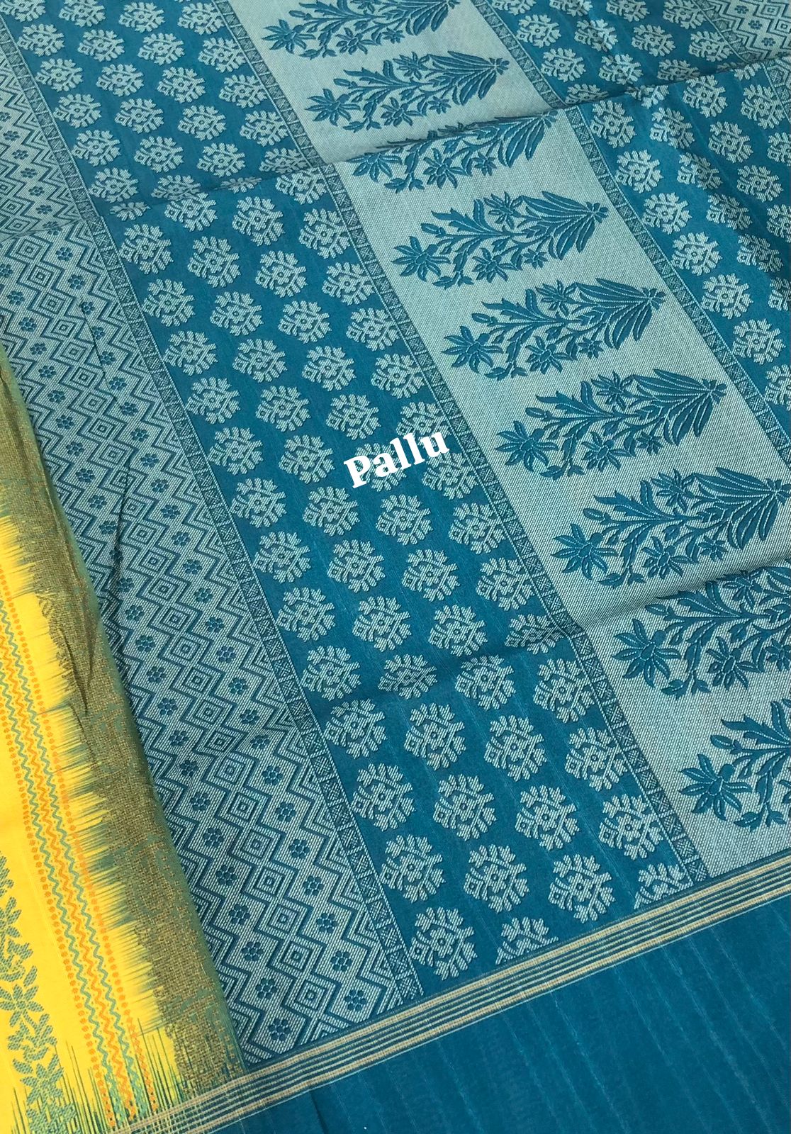 Semi Chappa Silk - Yellow & Blue - VVSC002