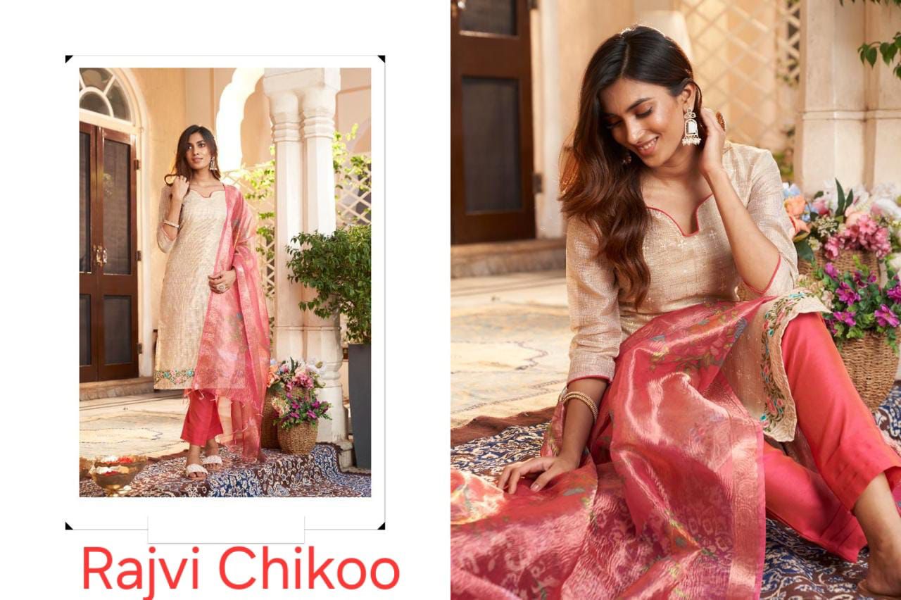 Salwar Material - Embroidered - Tissue Linen Material - VVUSM001