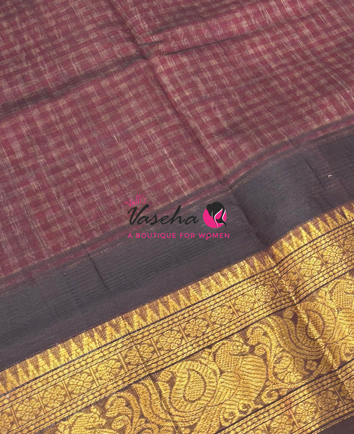 Pure Korvai Silk Cotton - Podi Kattam - Short and Long border - VVKSC041