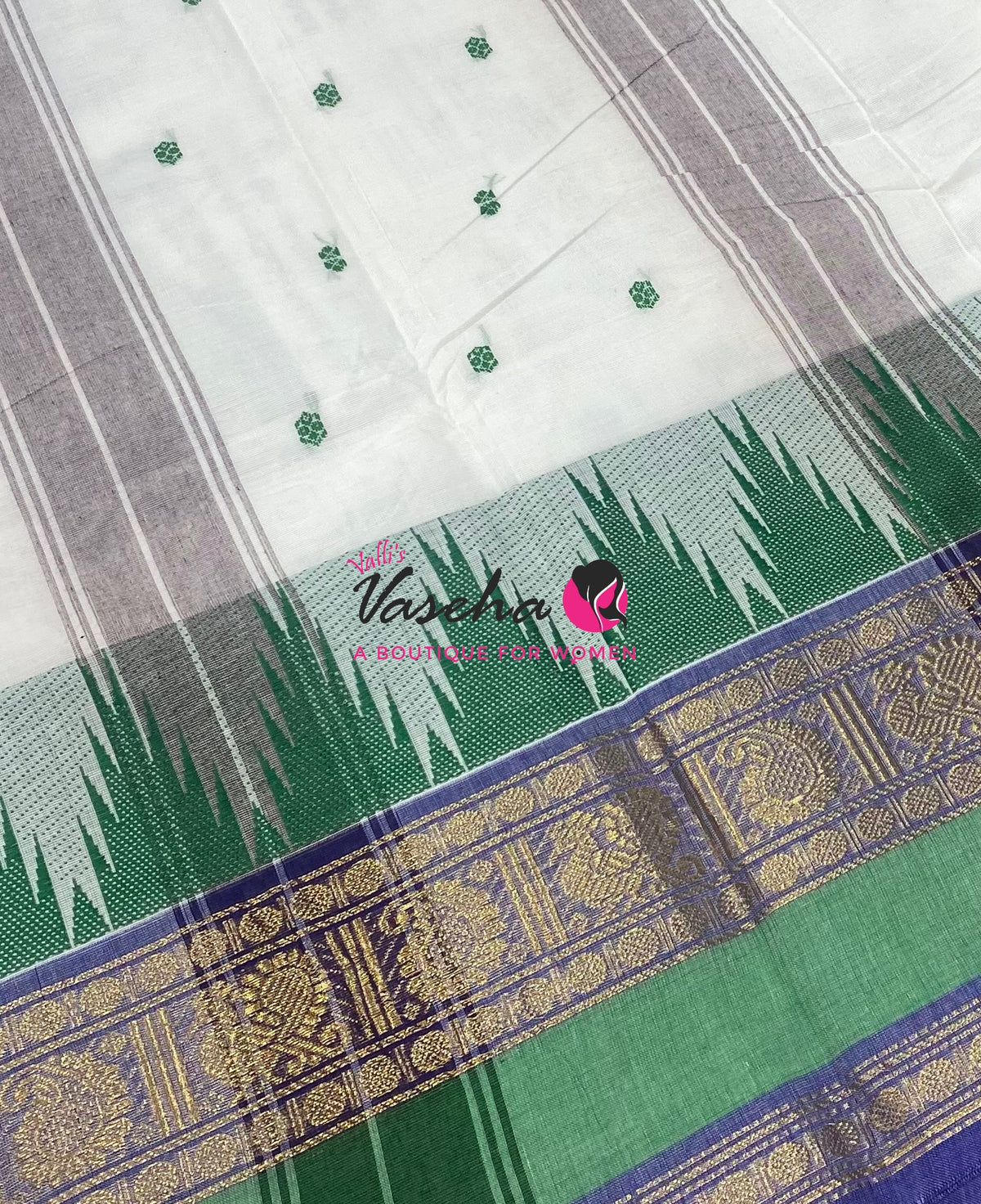 Kanchi Cotton Saree - Butta Design - VVKCS034