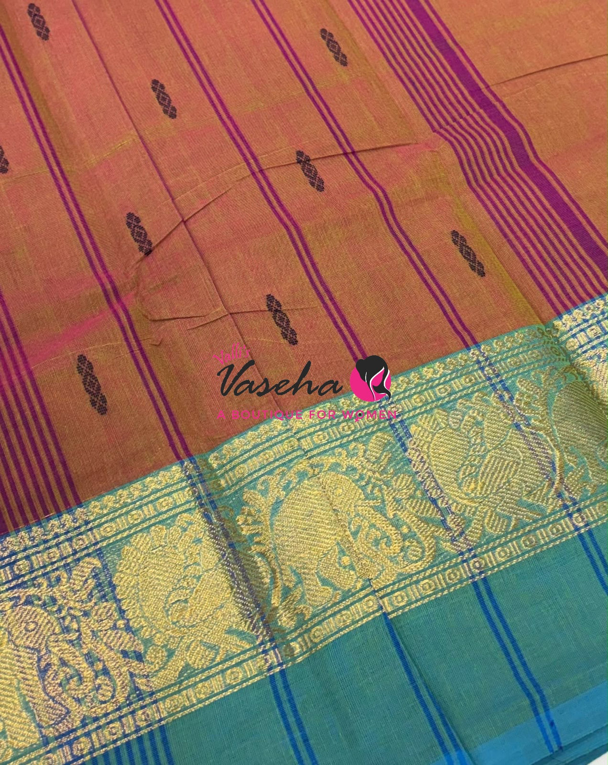 Kanchi Cotton Saree - Butta Design - VVKCS034