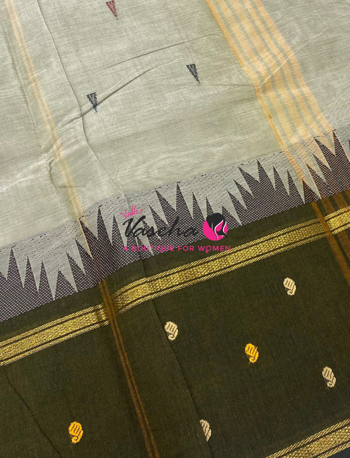 Kanchi Cotton Saree - Butta Design - VVKCS034