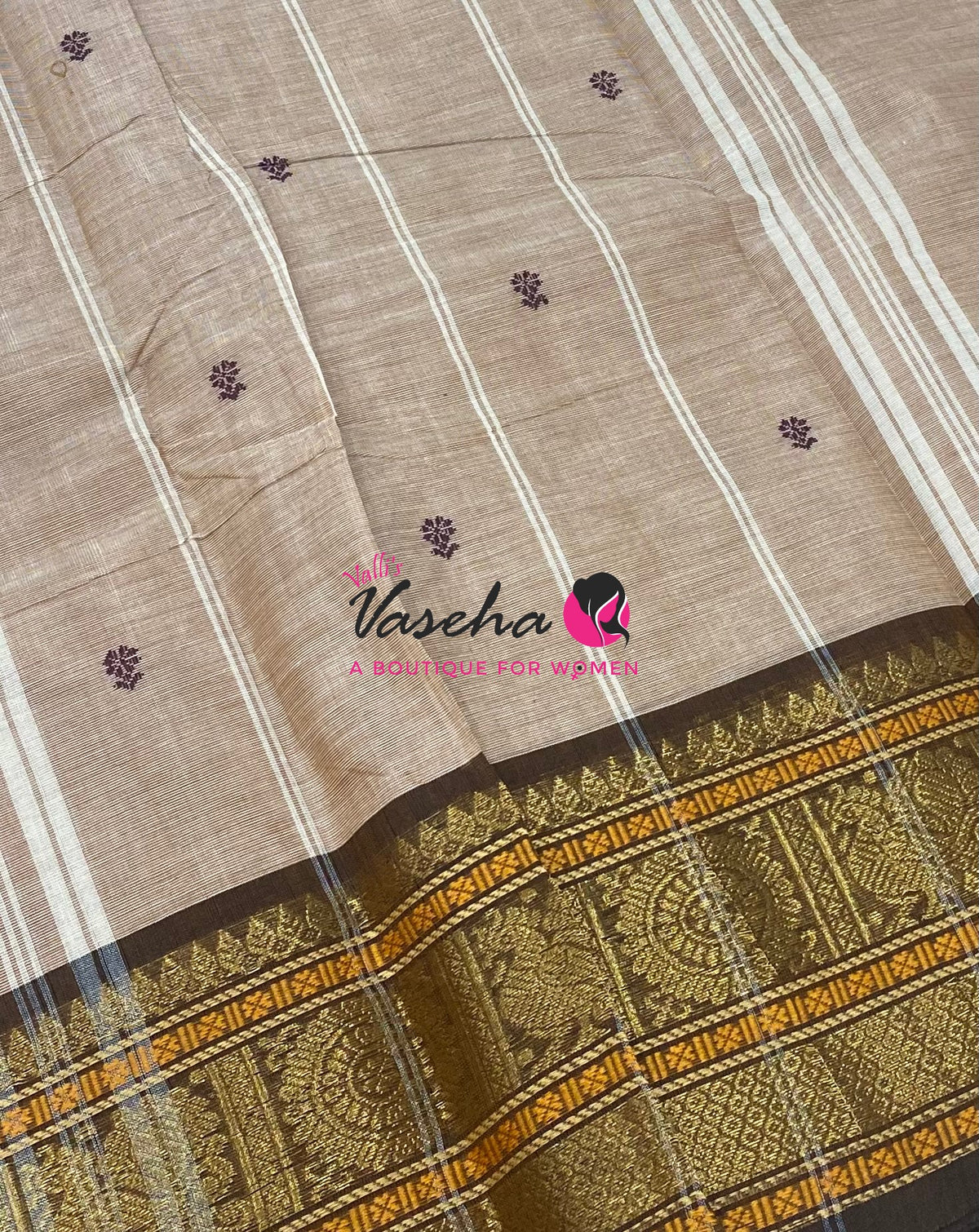 Kanchi Cotton Saree - Butta Design - VVKCS034