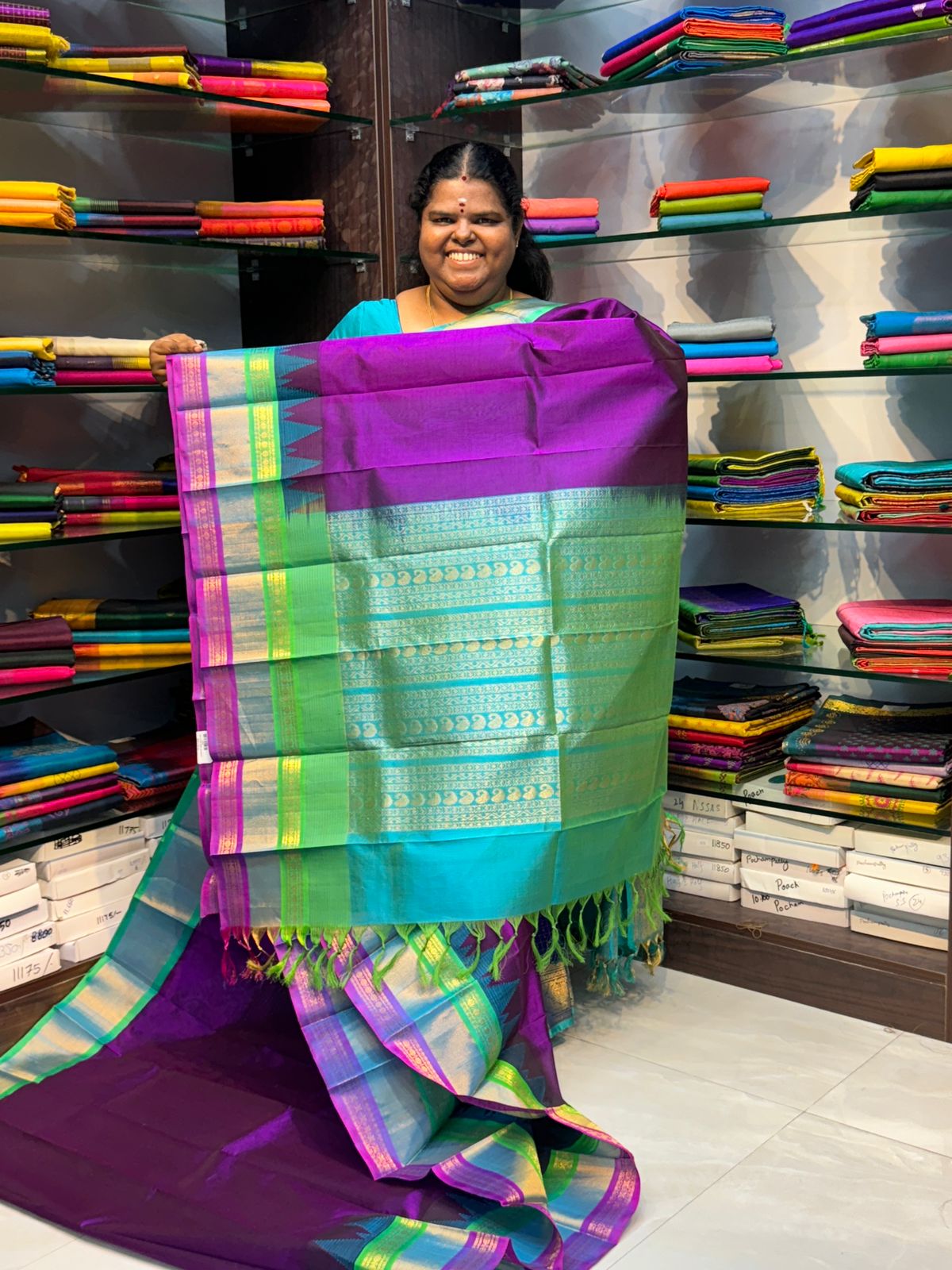 Pure Korvai Silk Cotton With Retta Petta Ganga Jamuna Border - VVKSC011