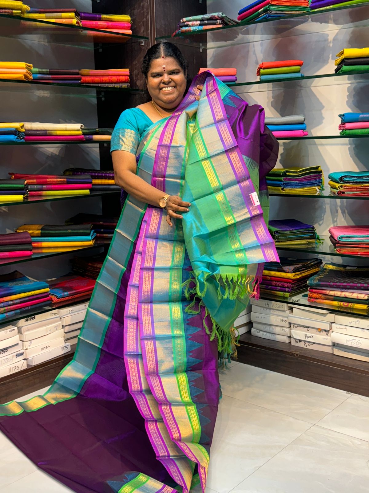 Pure Korvai Silk Cotton With Retta Petta Ganga Jamuna Border - VVKSC011