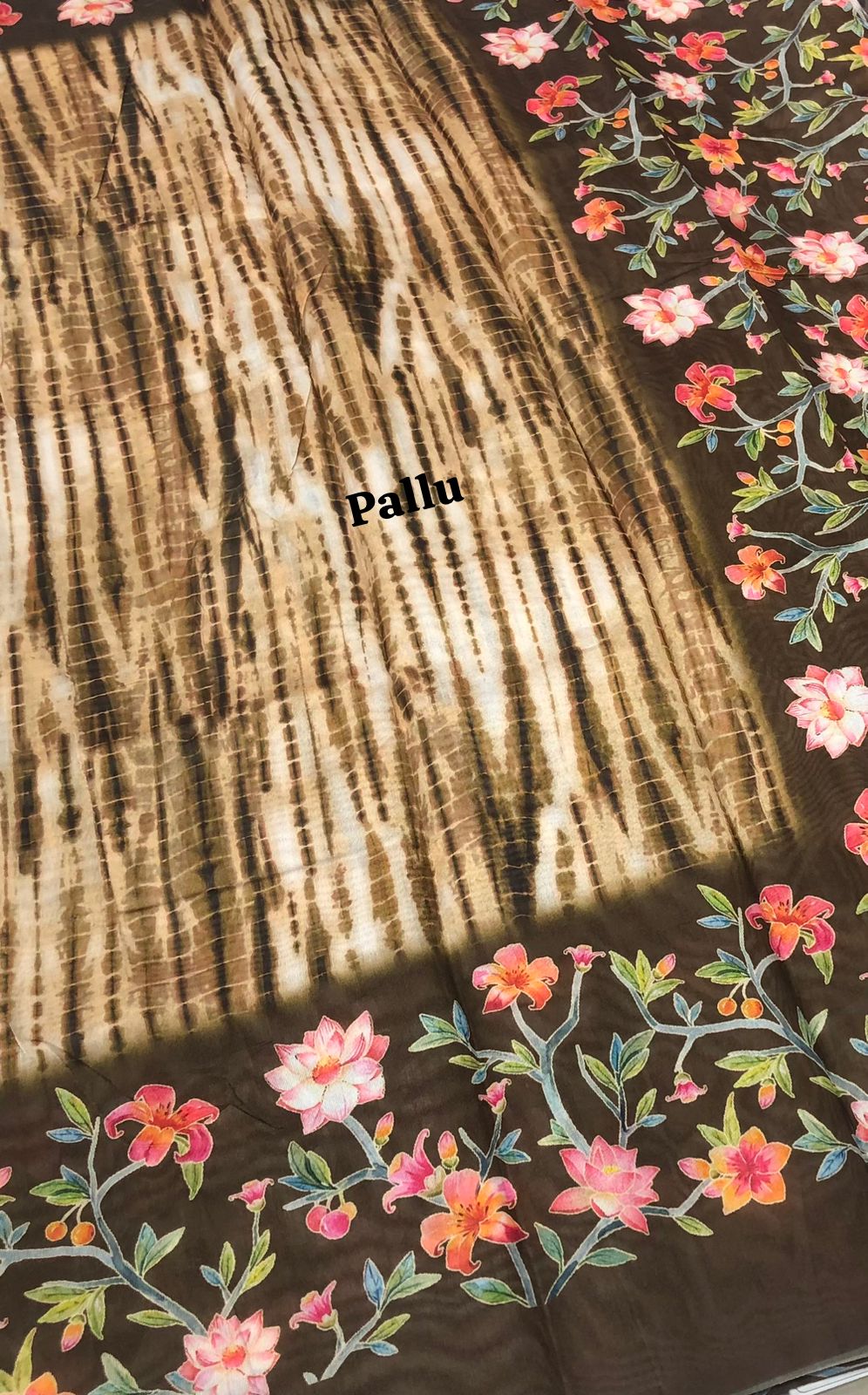 Shibori Semi Chanderi Mixed Cotton Sarees - Dry Mehandhi Green - VVSC01