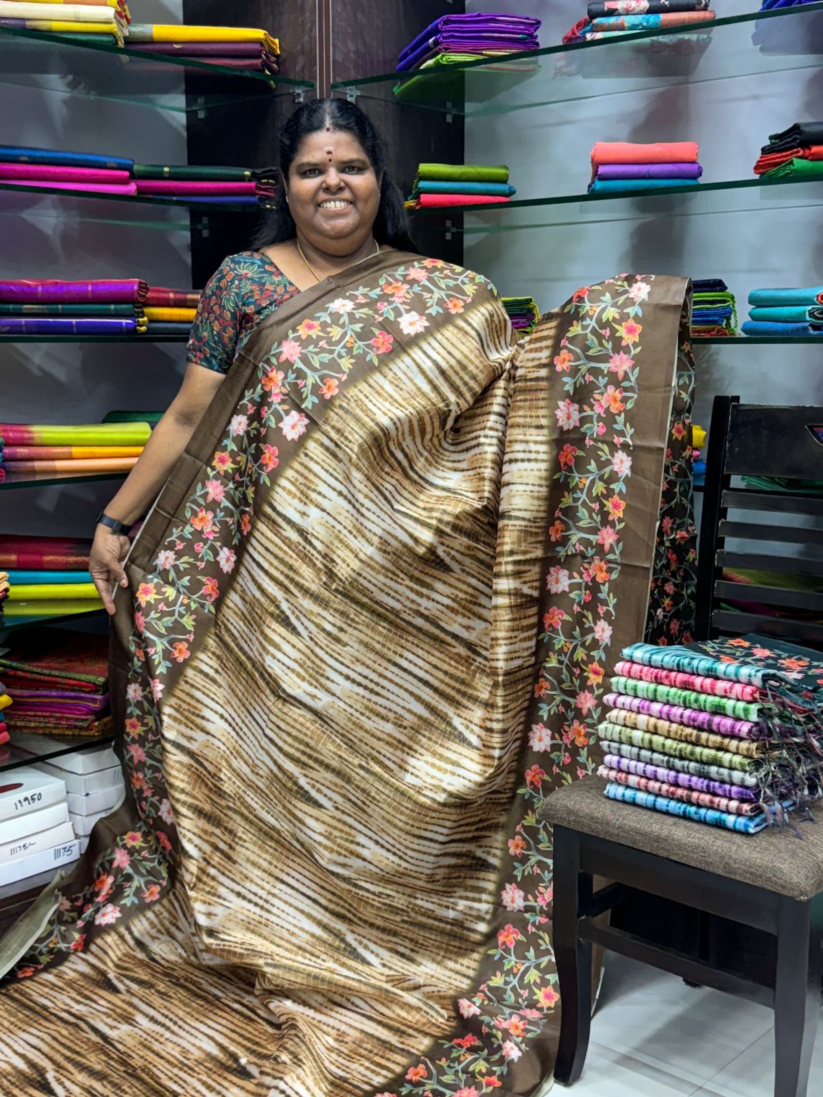 Shibori Semi Chanderi Mixed Cotton Sarees - Dry Mehandhi Green - VVSC01