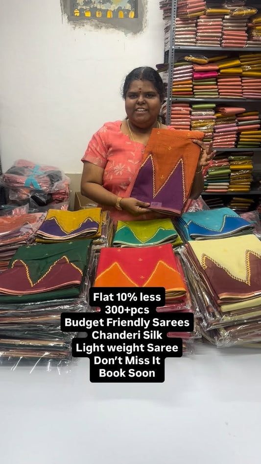 Flat 10% less - Semi Chanderi Saree - Budget Friendly -  Light weig...