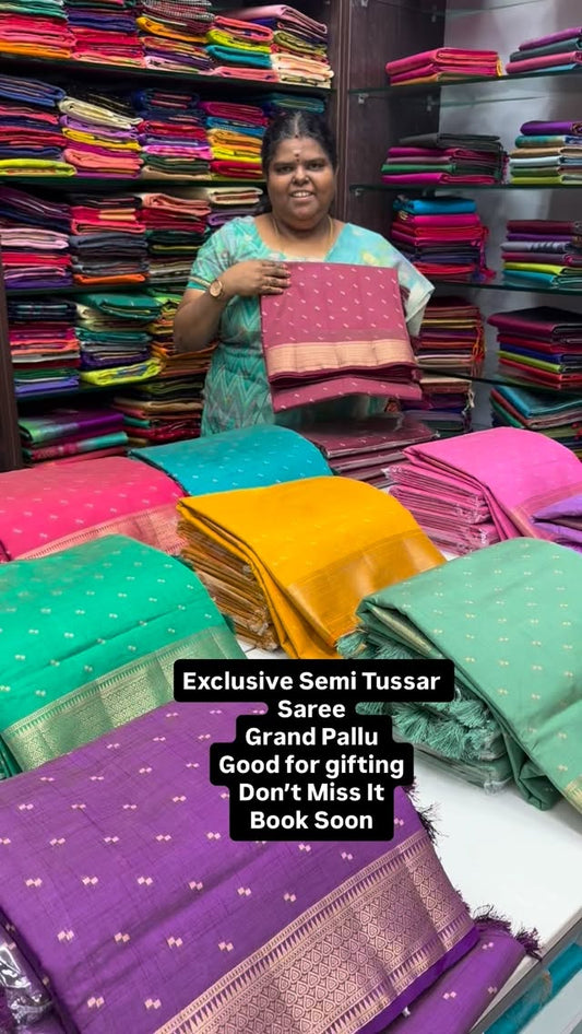 Get Ready to shine in Semi Tussar silk saree 💫⚡️ | Good for giftin...
