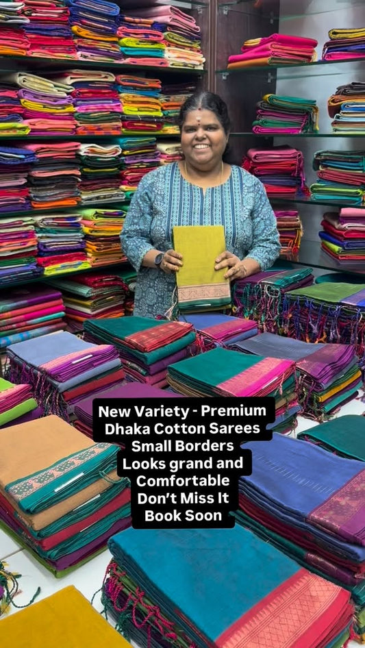 Premium Dhaka Cotton Sarees - Amazing Color - Small Borders - Don’t...