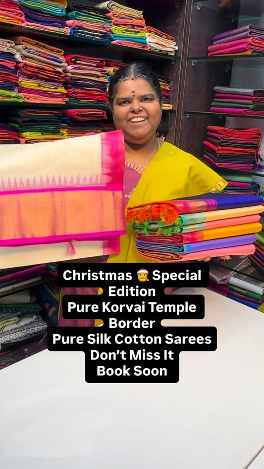 Christmas 🎅 Special edition of Pure Korvai Silk Cotton Saree | Fla...