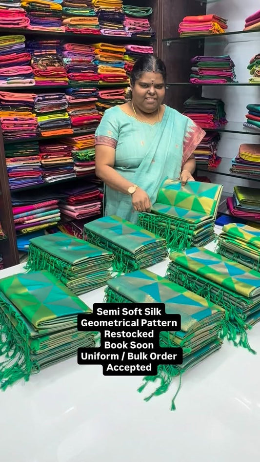 Semi Soft Silk | Geomentrical Pattern | Multi colors | Flat 5% less...