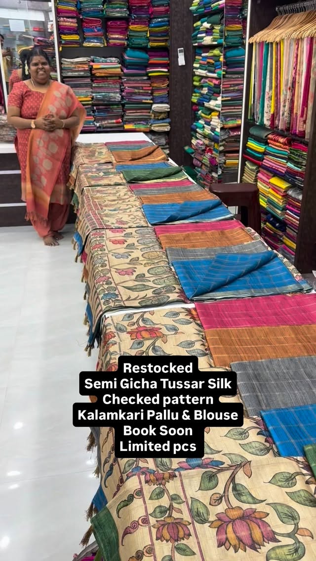 Restocked - Semi Gicha Tussar Silk Saree - Soft & Smooth Texture - ...