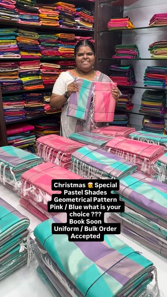 Christmas 🎅 Special - Pastel Shades -  Semi Soft Silk | Geomentric...
