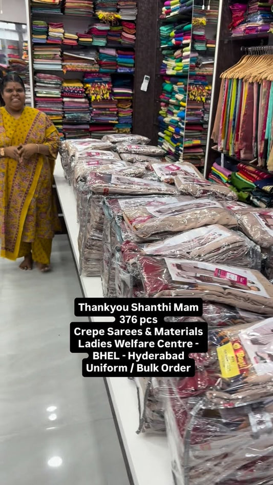 Thankyou Shanthi Mam - 376 pcs - Crepe Sarees & Materials - Ladies ...
