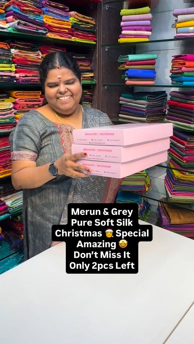 Merun & Grey | Turning Border Design | Pure Soft Silk | Light Weigh...