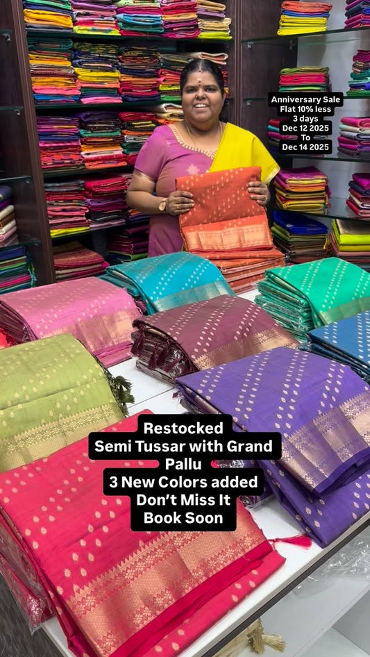 Christmas Special - Get Ready to shine in Semi Tussar silk saree 💫...