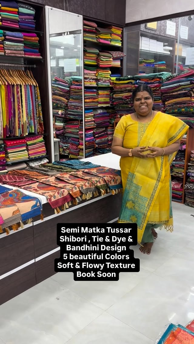 Semi Matka Tussar Silk Saree - Soft & Smooth Texture - All Over Shi...
