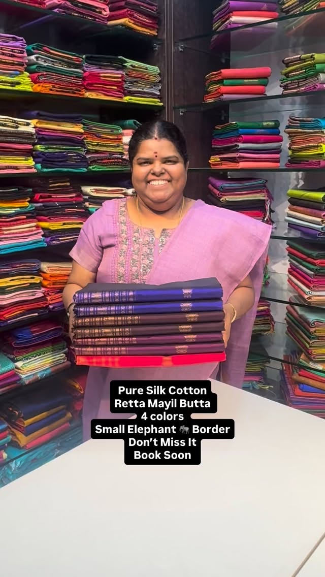 Pure Silk Cotton Saree | Retta Mayil Butta and Small Elephant 🐘 Bo...