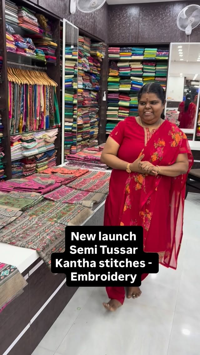 New Launch - Art Silk / Semi Tussar Silk - Kantha Stitches - Embroi...