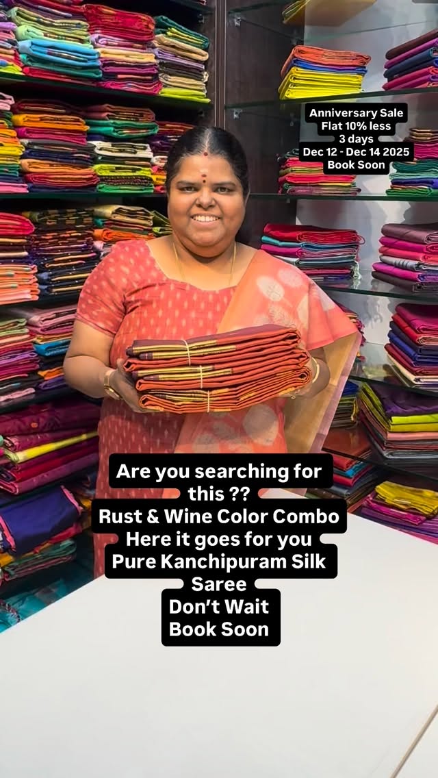 Rust with Wine Shade Combo - Vintage Kanchipuram Silk Saree - Evoki...