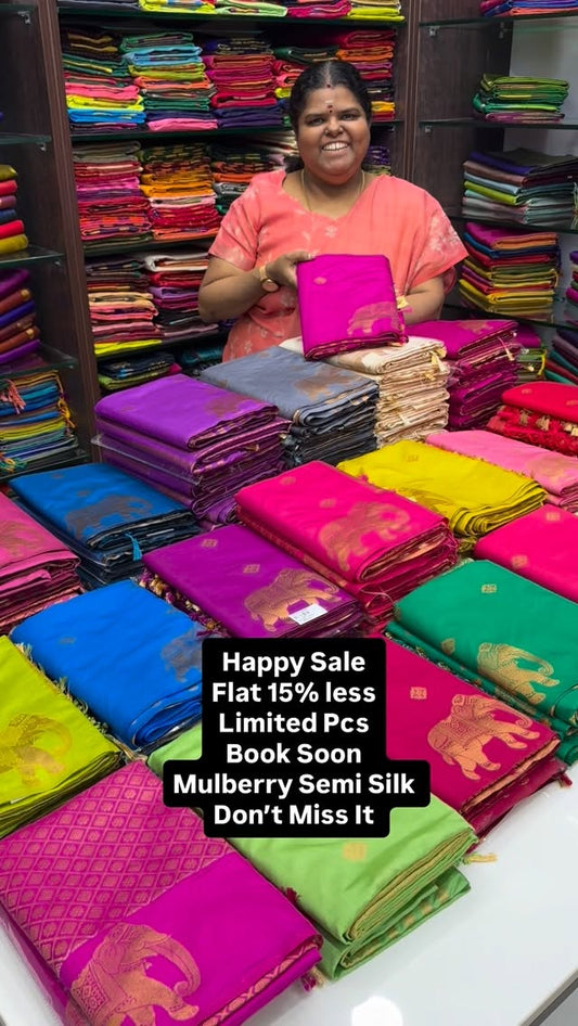 Happy Sale - Flat 15% less - Book Soon - Mulberry Semi Silk - Limit...