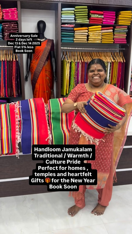 Handloom Jamukalam -  A vibrant, handwoven traditional carpet/rug f...