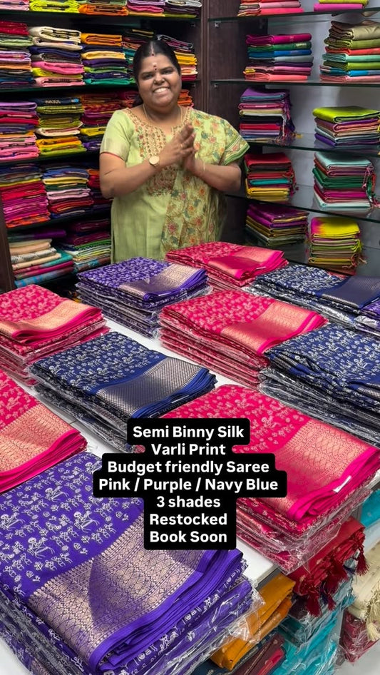 Semi Binny Silk | Budget Friendly | Varli Design | Flat 5% less 

V...