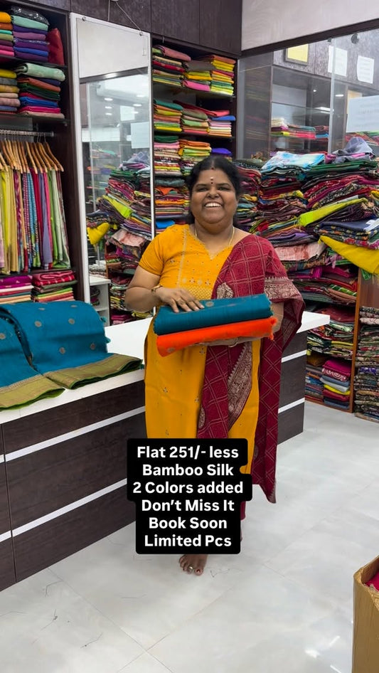 Flat 251/- less | Restocked | Bamboo silk Saree | All over Butta | ...