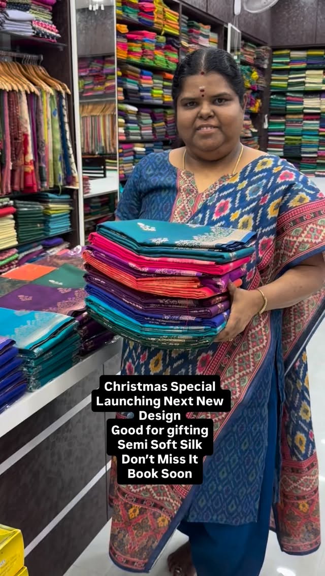 Christmas Special - New design Launch - Semi Soft Silk -  border de...