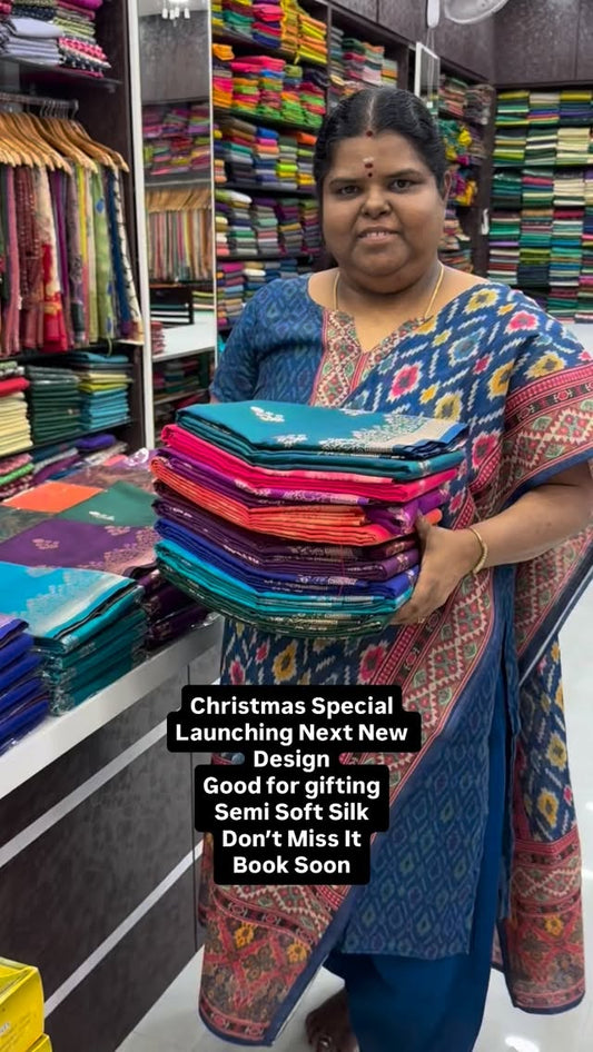 Christmas Special - New design Launch - Semi Soft Silk -  border de...
