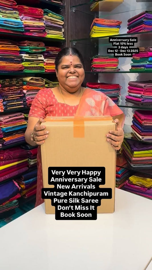 Anniversary Sale - 3 days - Vintage Kanchipuram Silk Saree - Evokin...