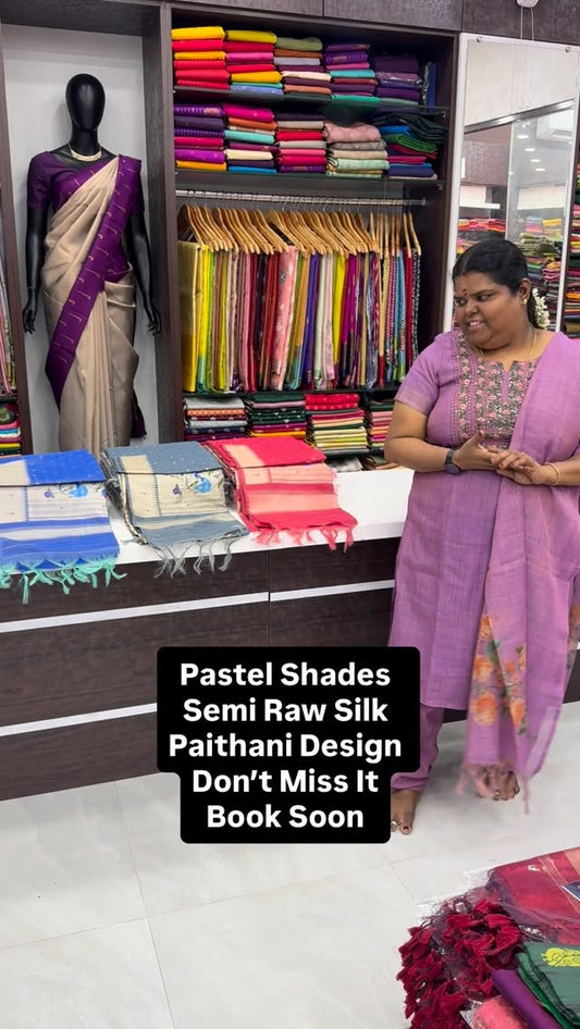 Semi Raw Silk | Paithani Design Weaving Pallu and Blouse 
Vallisvas...