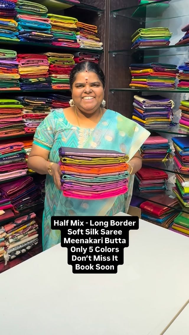 December Special - Half Mix Soft Silk | Only 5 Colors | Long Border...