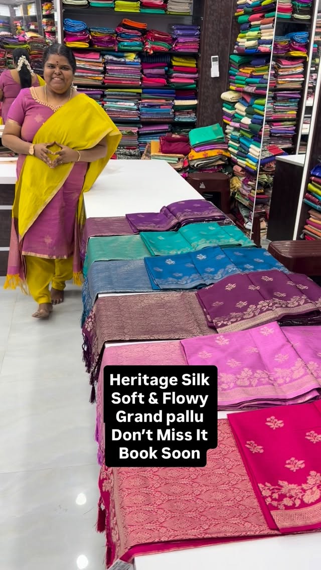 Heritage Silk Saree - Soft & Smooth Texture - All Over weaving patt...
