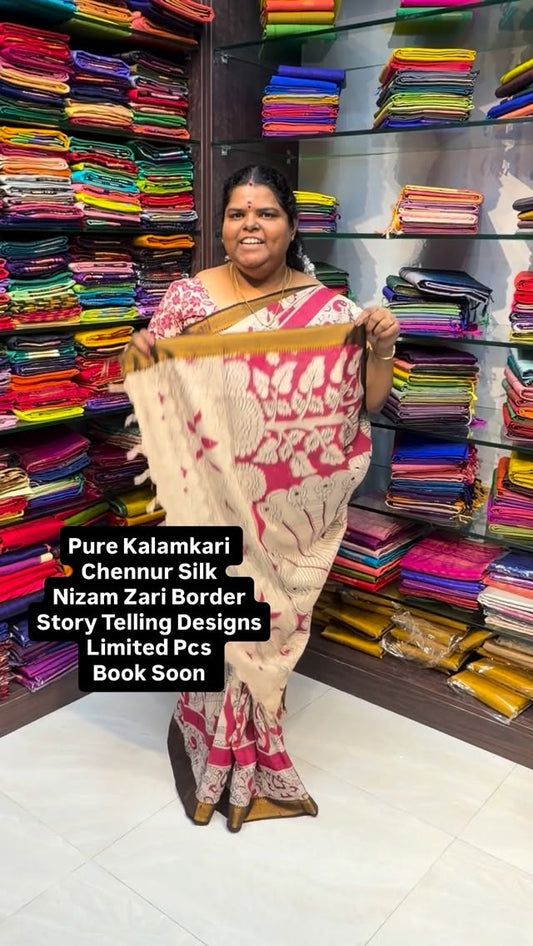 Pure Kalamkari | Chennur Silk | Nizam Border | Flat 5% less

vallis...