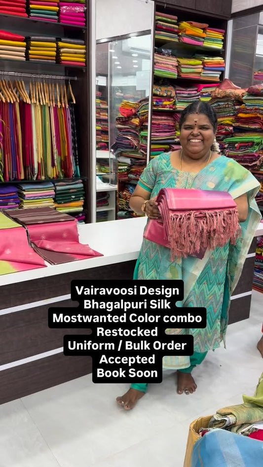 Flat 5% less now - Bhagalpuri Silk - Soft Tissue Saree - Vaira Voos...
