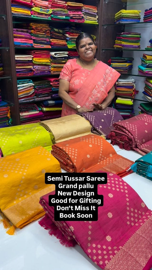 Get Ready to shine in Semi Tussar silk saree 💫⚡️ | Good for giftin...