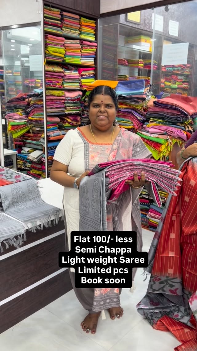 Flat 100/- less - Semi Chappa - Light Weight  Saree - Book Soon 

V...